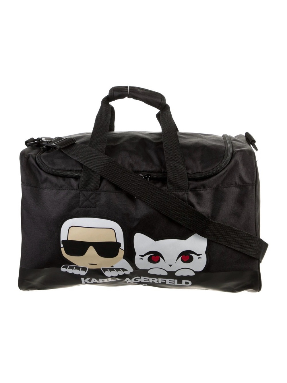 KARL LAGERFELD Duffel Bag Weekender Overnight Bag Carry On Gym Vacation Black